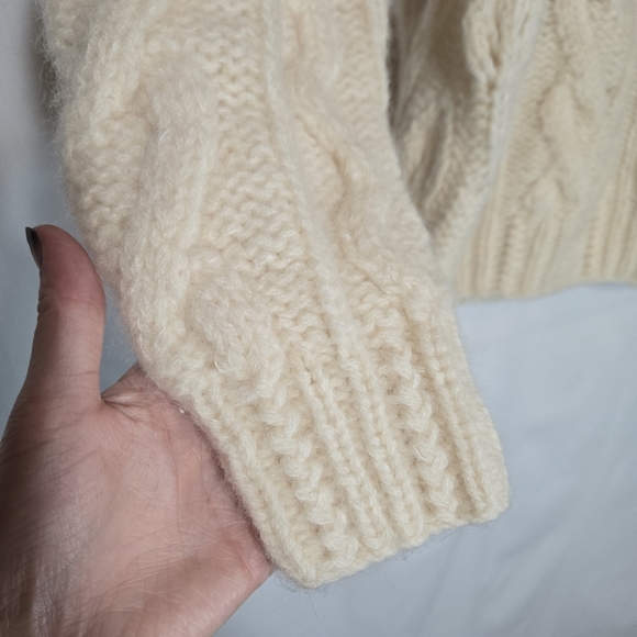 Vintage Hearts Wool Mohair Chunky Knit Sweater Fair Isle Grandma Cottagecore M - Picture 2 of 9